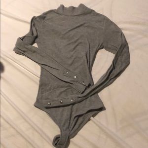 Gray Ribbed Bodysuit
